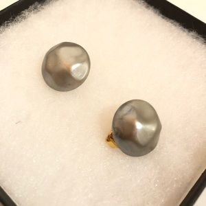 Silver Clip on Earrings. Pearl-tone